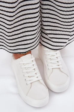 Materiałowe Trampki Damskie Na Platformie Big Star RR274463 Białe