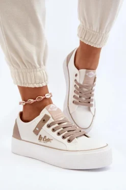 Materiałowe Trampki Damskie Lee Cooper LCW-24-31-2198 Białe