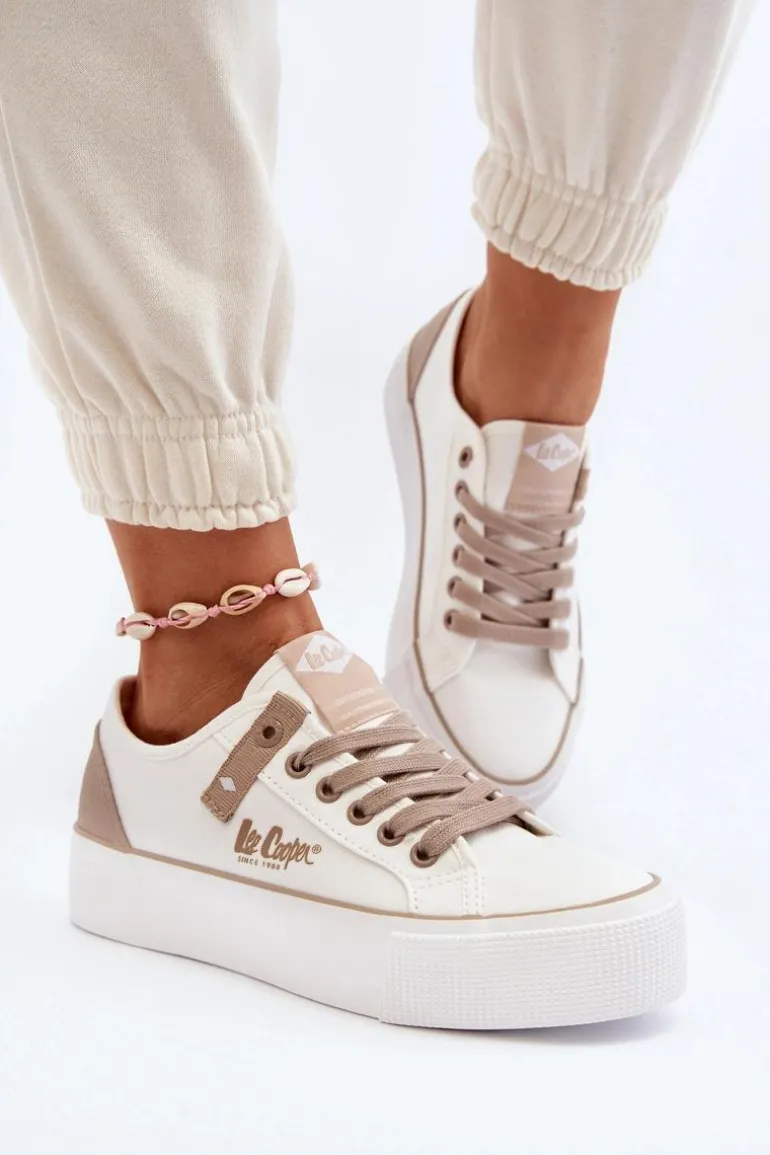 Materiałowe Trampki Damskie Lee Cooper LCW-24-31-2198 Białe