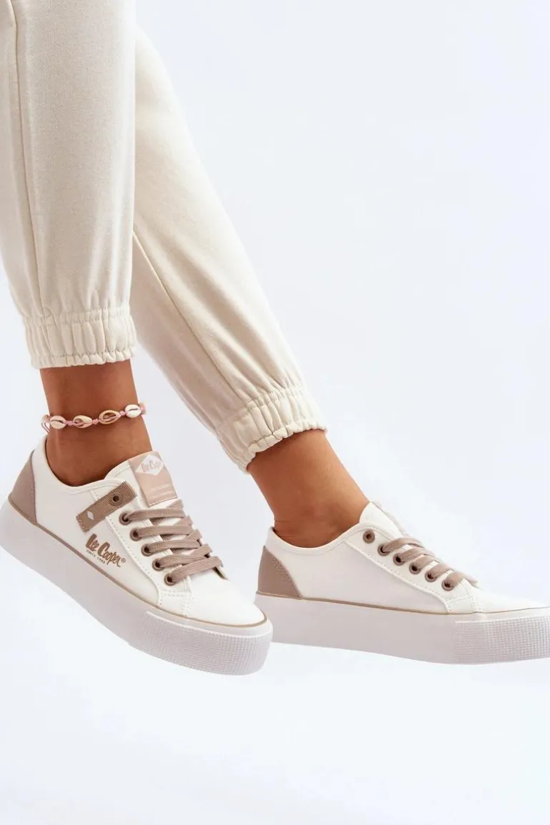 Materiałowe Trampki Damskie Lee Cooper LCW-24-31-2198 Białe