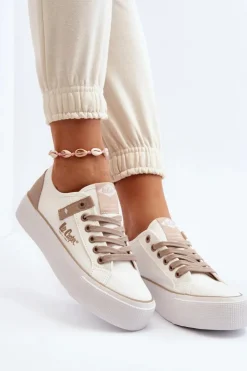 Materiałowe Trampki Damskie Lee Cooper LCW-24-31-2198 Białe