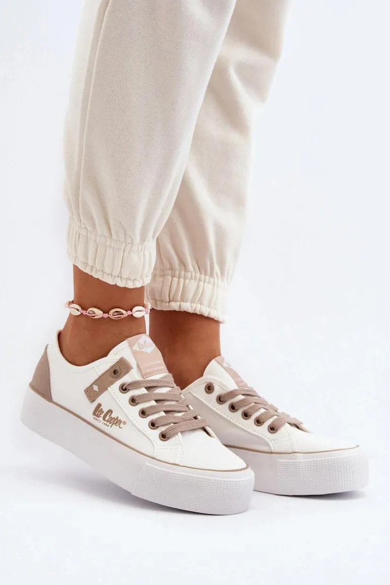 Materiałowe Trampki Damskie Lee Cooper LCW-24-31-2198 Białe