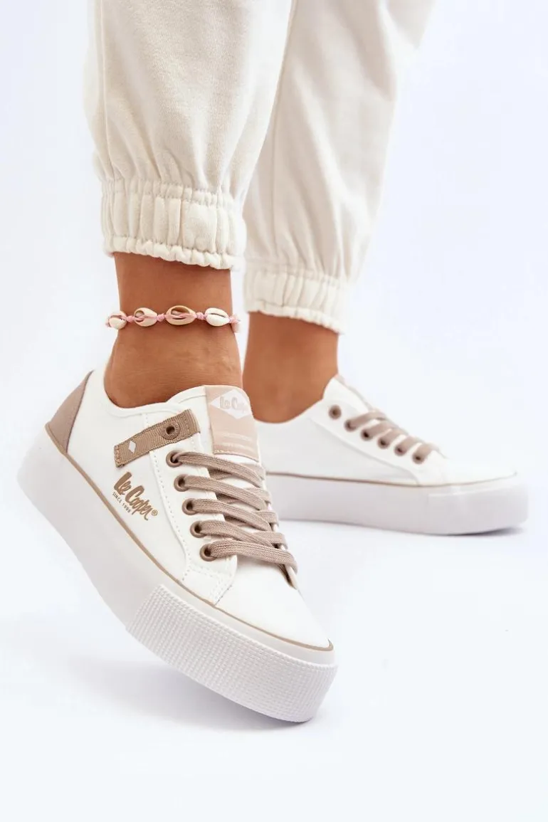 Materiałowe Trampki Damskie Lee Cooper LCW-24-31-2198 Białe