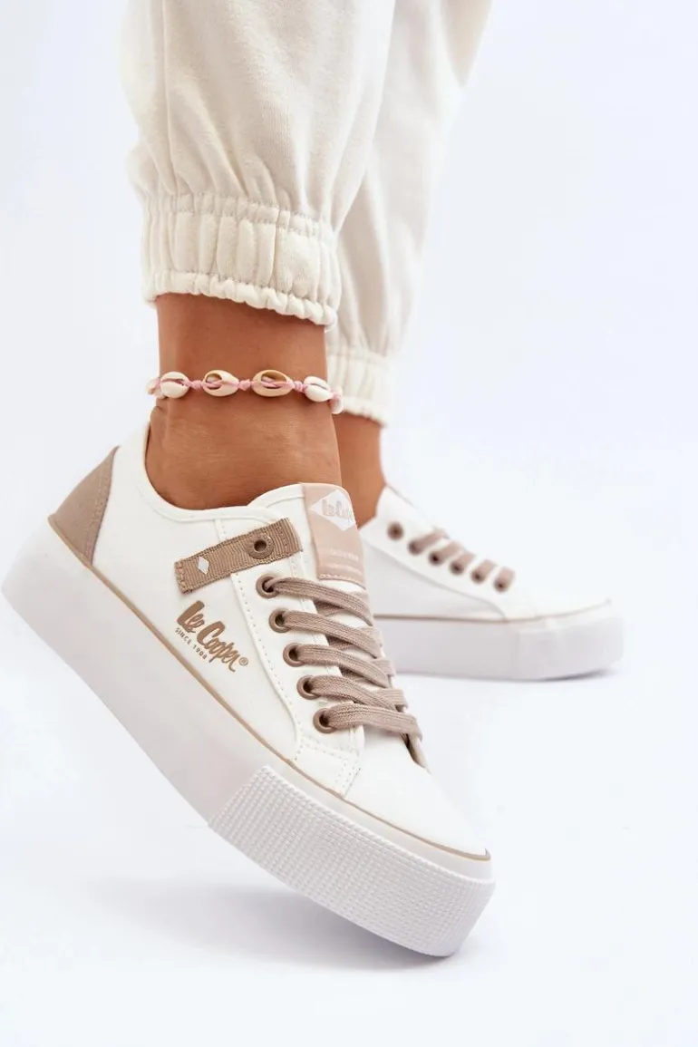 Materiałowe Trampki Damskie Lee Cooper LCW-24-31-2198 Białe