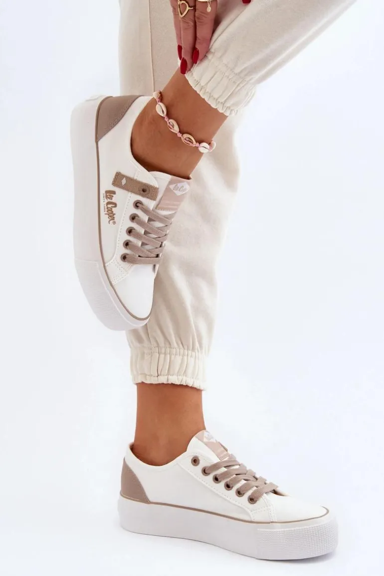 Materiałowe Trampki Damskie Lee Cooper LCW-24-31-2198 Białe