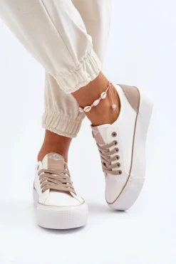 Materiałowe Trampki Damskie Lee Cooper LCW-24-31-2198 Białe