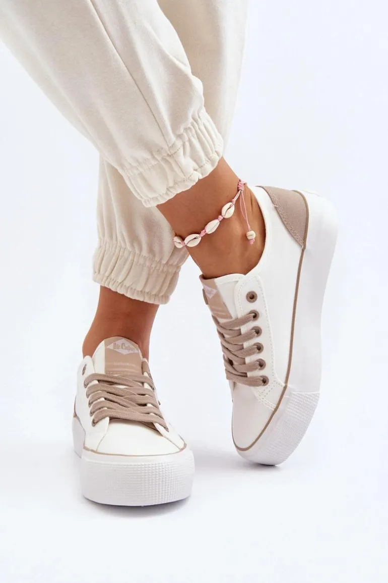 Materiałowe Trampki Damskie Lee Cooper LCW-24-31-2198 Białe