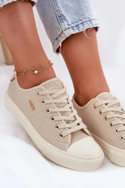 Materiałowe Trampki Damskie Big Star RR274767 Beżowe