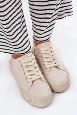 Materiałowe Trampki Damskie Big Star RR274407 Beżowe