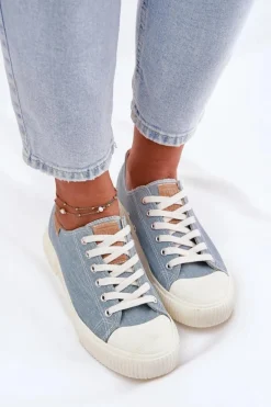 Materiałowe Trampki Damskie Big Star RR274796 Niebieskie