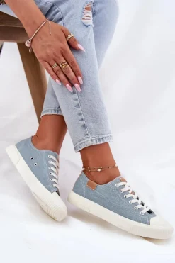 Materiałowe Trampki Damskie Big Star RR274796 Niebieskie