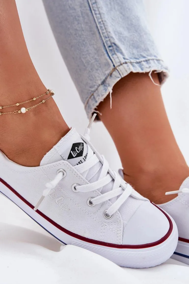 Materiałowe Trampki Damskie Lee Cooper LCW-25-02-3296L Białe