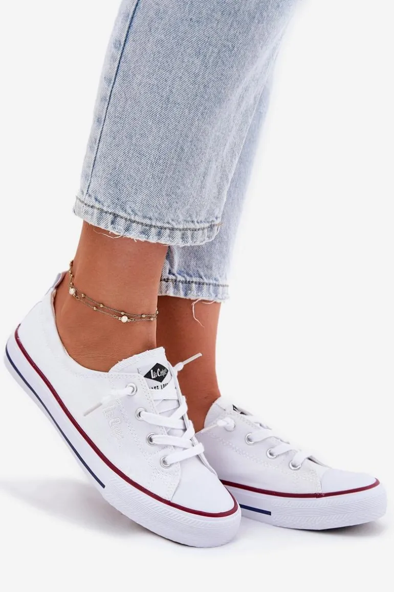 Materiałowe Trampki Damskie Lee Cooper LCW-25-02-3296L Białe