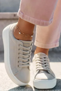 Materiałowe Trampki Damskie Na Platformie Big Star RR274465 Beżowe