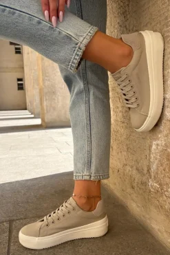 Materiałowe Trampki Damskie Na Platformie Big Star RR274465 Beżowe