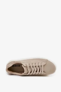 Materiałowe Trampki Damskie Na Platformie Big Star RR274465 Beżowe