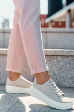 Materiałowe Trampki Damskie Na Platformie Big Star RR274465 Beżowe