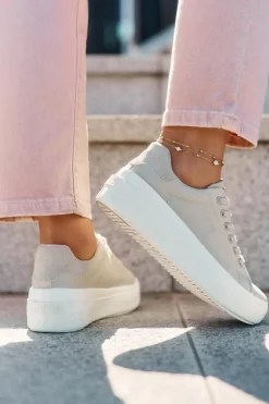 Materiałowe Trampki Damskie Na Platformie Big Star RR274465 Beżowe