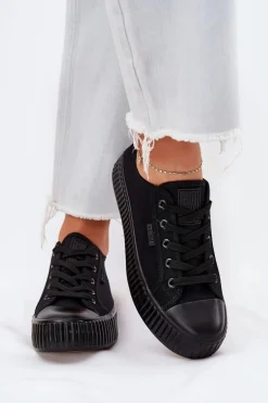 Materiałowe Trampki Damskie Na Platformie Big Star RR274775 Czarne