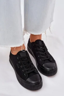 Materiałowe Trampki Damskie Na Platformie Big Star RR274775 Czarne