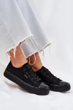 Materiałowe Trampki Damskie Na Platformie Big Star RR274775 Czarne