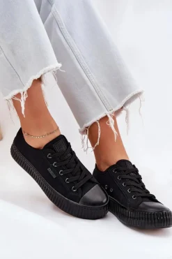 Materiałowe Trampki Damskie Na Platformie Big Star RR274775 Czarne