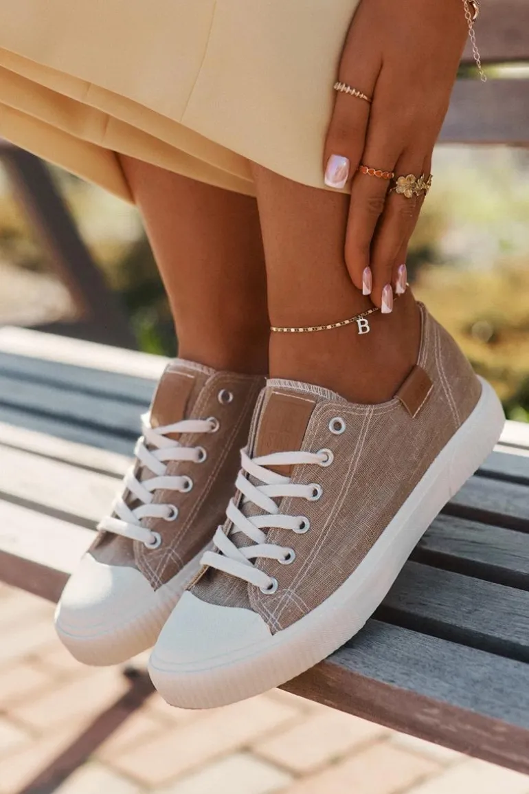 Materiałowe Trampki Damskie Big Star RR274795 Beżowe