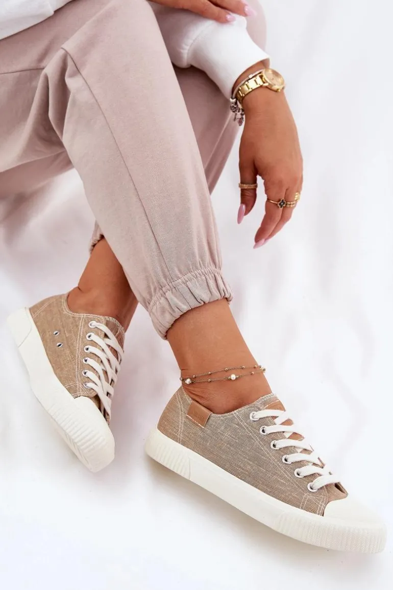 Materiałowe Trampki Damskie Big Star RR274795 Beżowe