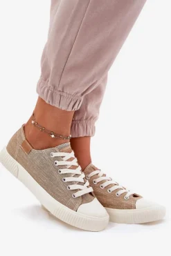 Materiałowe Trampki Damskie Big Star RR274795 Beżowe