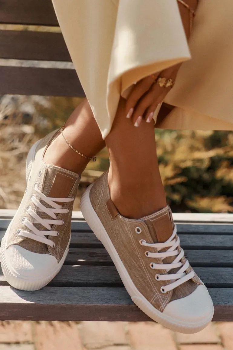 Materiałowe Trampki Damskie Big Star RR274795 Beżowe