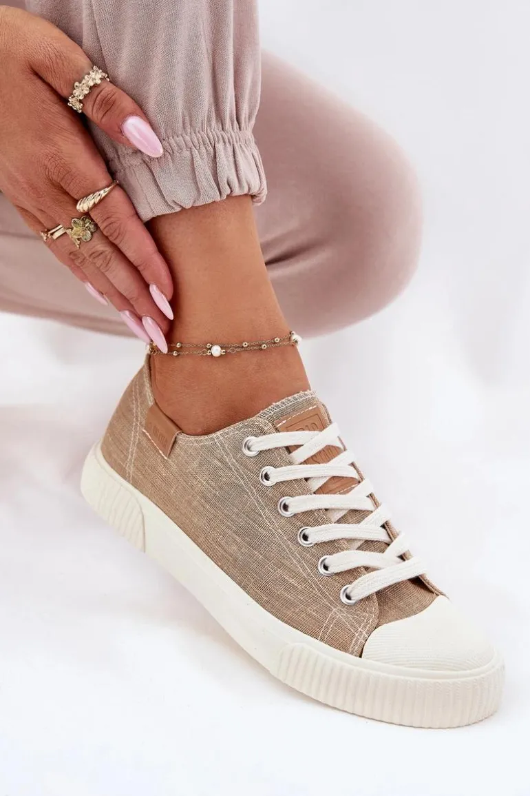 Materiałowe Trampki Damskie Big Star RR274795 Beżowe