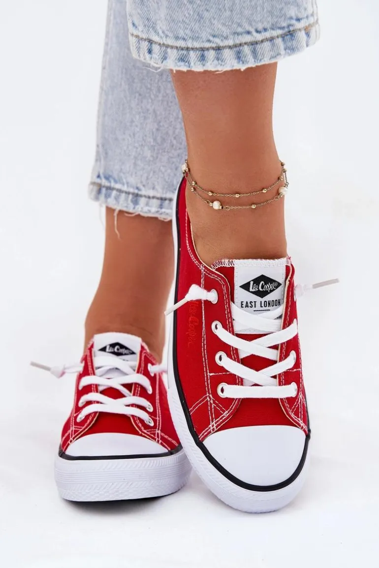 Materiałowe Trampki Damskie Lee Cooper LCW-25-02-3298L Czerwone