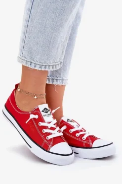 Materiałowe Trampki Damskie Lee Cooper LCW-25-02-3298L Czerwone