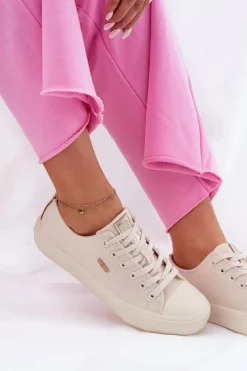 Materiałowe Trampki Damskie Big Star RR274768 Beżowe