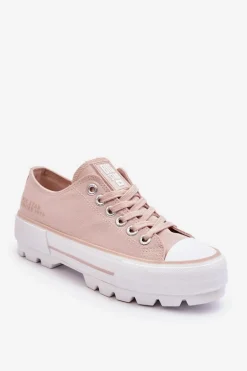 Materiałowe Trampki Na Platformie Big Star LL274151 Nude