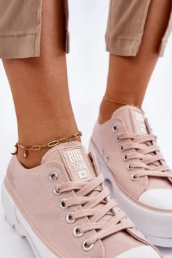 Materiałowe Trampki Na Platformie Big Star LL274151 Nude