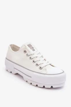Materiałowe Trampki Na Platformie Big Star LL274150 Białe