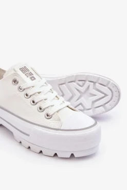 Materiałowe Trampki Na Platformie Big Star LL274150 Białe