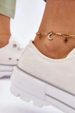 Materiałowe Trampki Na Platformie Big Star LL274150 Białe