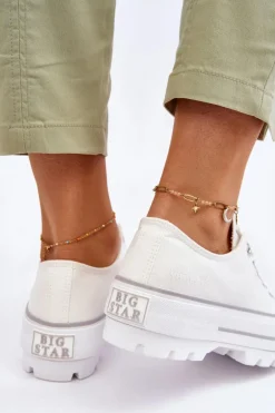 Materiałowe Trampki Na Platformie Big Star LL274150 Białe