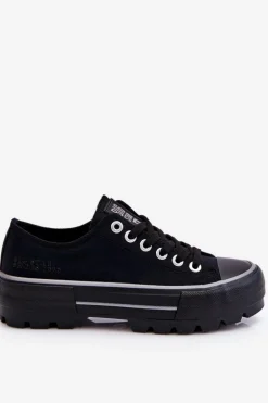 Materiałowe Trampki Na Platformie Big Star LL274149 Czarne