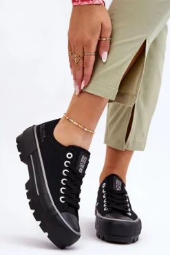 Materiałowe Trampki Na Platformie Big Star LL274149 Czarne
