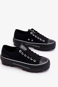 Materiałowe Trampki Na Platformie Big Star LL274149 Czarne