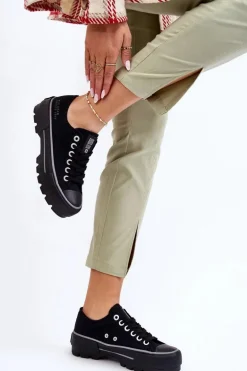 Materiałowe Trampki Na Platformie Big Star LL274149 Czarne