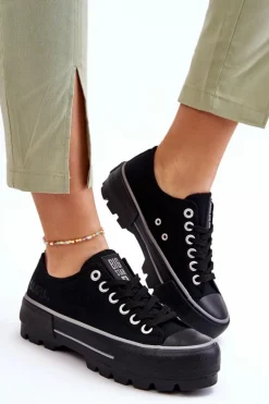 Materiałowe Trampki Na Platformie Big Star LL274149 Czarne