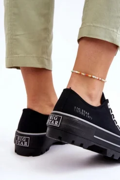 Materiałowe Trampki Na Platformie Big Star LL274149 Czarne