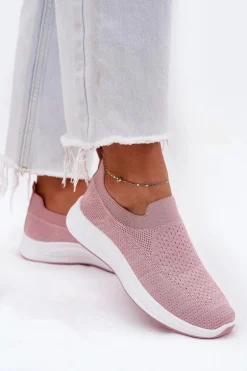 Materiałowe Wsuwane Buty Sportowe Damskie Różowe Astusa