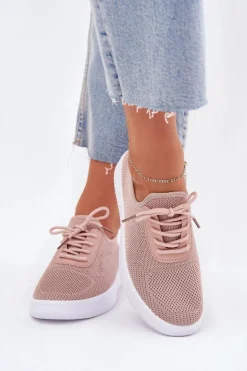 Materiałowe Wsuwane Buty Sportowe Na Platformie Damskie Różowe Kalyra