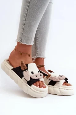 Miękkie I Wygodne Kapcie Damskie Krowy Jasnobeżowe Paivessa