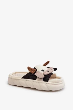 Miękkie I Wygodne Kapcie Damskie Krowy Jasnobeżowe Paivessa
